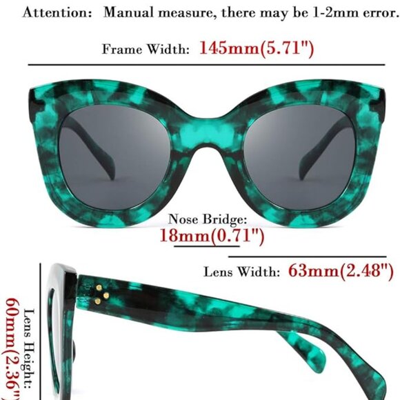 Cat eye green leopard sunglasses - Picture 3 of 6